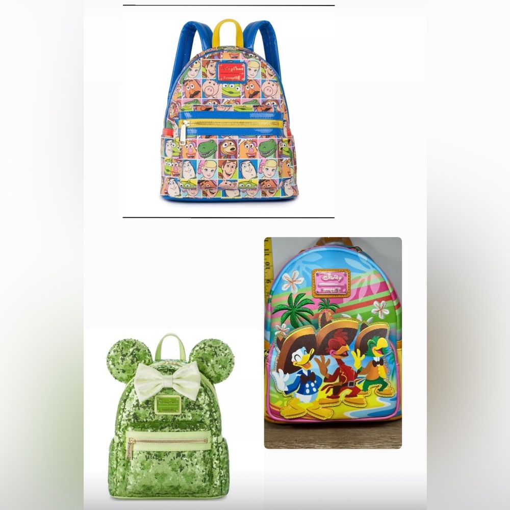 3 Disney Colorful Character Backpack Sets NWT